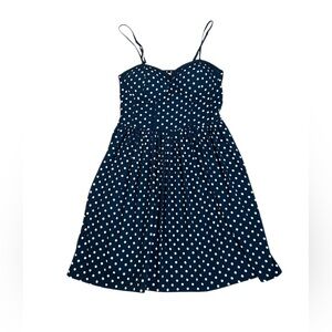 Anthropologie Band of Gypsies Navy Blue & White Polka Dot SunDress Womens Sz Med